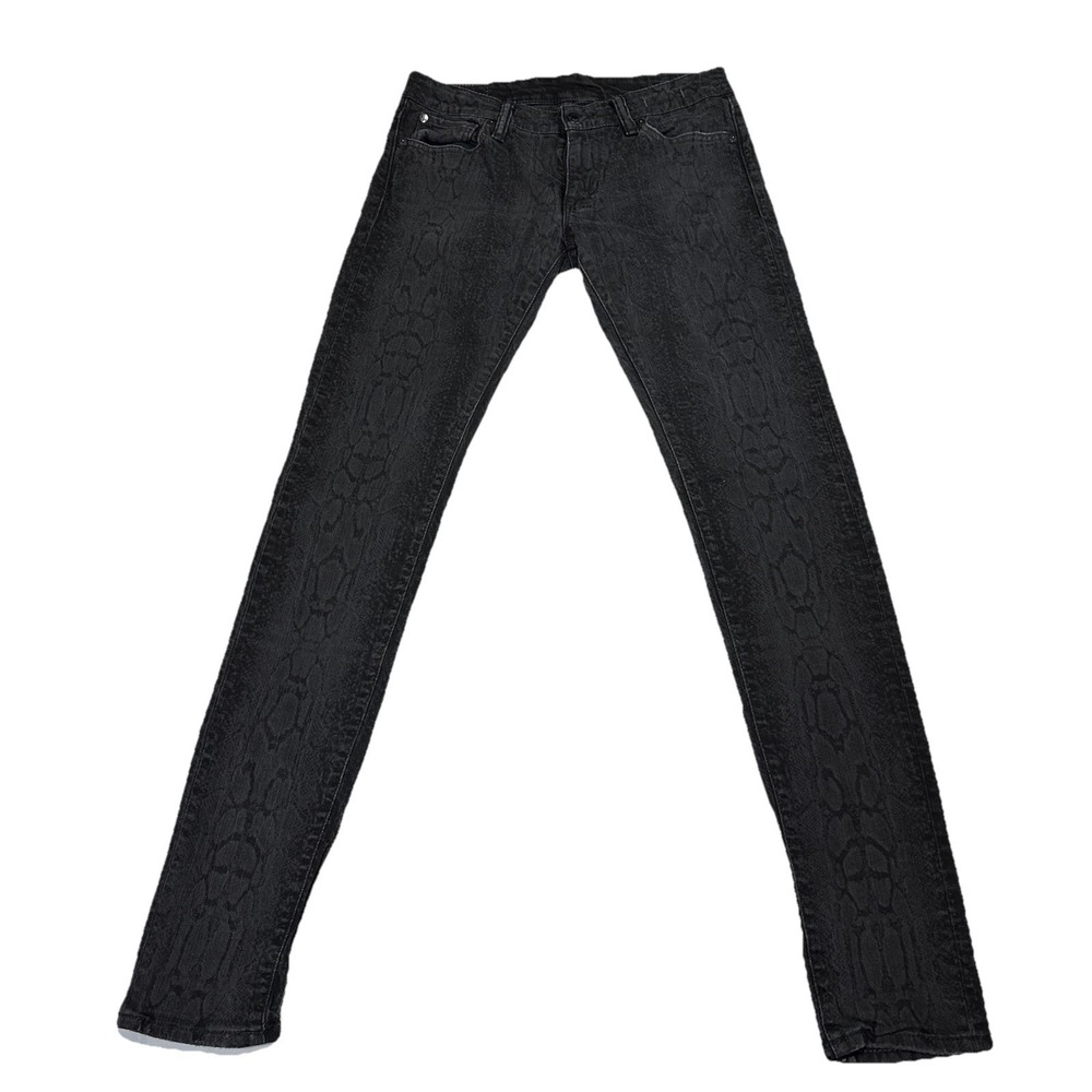 Ralph Lauren Denim Supply Snake Print Skinny Jeans Women 28x32 Faded Black